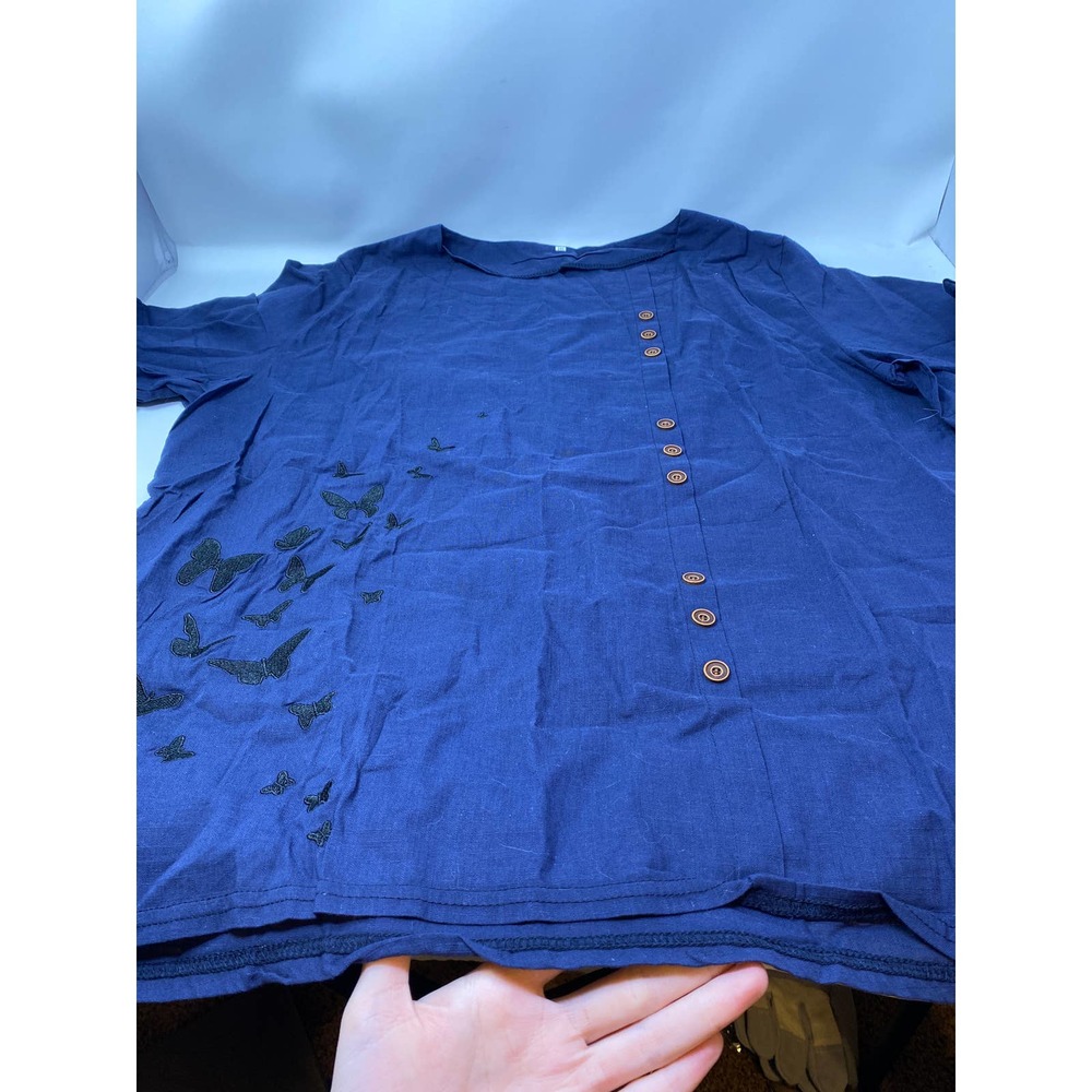 Butterfly Navy Blue Blouse - Picture 2 of 2